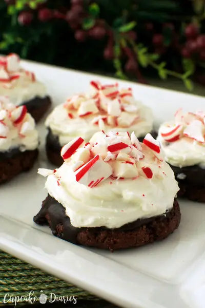 Chocolate Cookies with Peppermint Buttercream Frosting // Cupcake Diaries