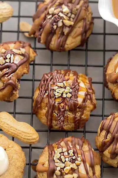 Snickers Thumbprint Cookies // Life Made Sweeter