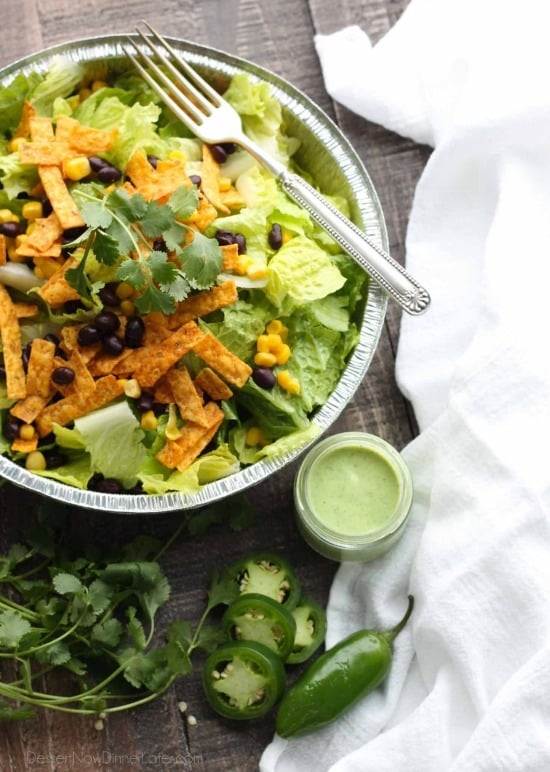 This Cafe Rio Style Cilantro Ranch Dressing is tangy, super creamy, and has a just the right kick of jalapeño. You'll want to put it on everything!