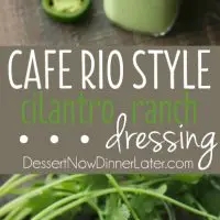 This Cafe Rio Style Cilantro Ranch Dressing is tangy, super creamy, and has a just the right kick of jalapeño. You'll want to put it on everything!