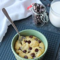 This microwave chocolate chip cookie is the perfect dessert for one! It cooks in only 40-60 seconds for a super quick, sugar fix.
