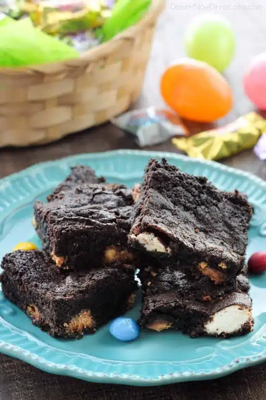 These candy bar brownies are stuffed with Easter candy for a surprise in each bite - just like an Easter egg hunt!