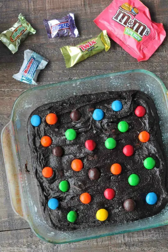 These candy bar brownies are stuffed with Easter candy for a surprise in each bite - just like an Easter egg hunt!