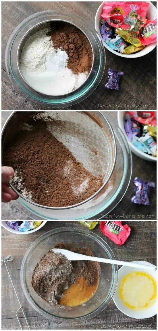How to make candy bar brownies.