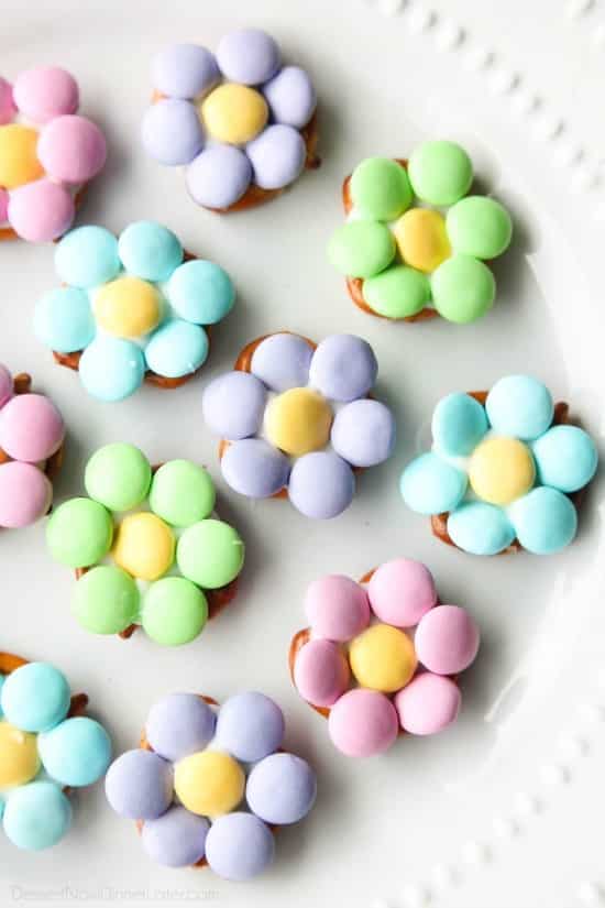 Flower Pretzel Bites are sweet, salty, and delicious - an easy and fun treat for Easter, Spring, or Mother's Day.