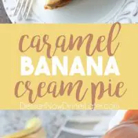 This Caramel Banana Cream Pie is heavenly and so easy to make! With caramel and freshly sliced bananas on the bottom of a homemade graham cracker crust, and a rich, creamy pudding layer on top, this banana cream pie is sure to be your new favorite dessert!