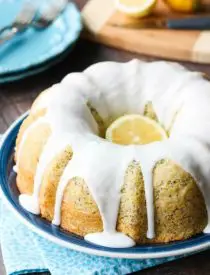 Lemon Poppy Seed Bundt Cake is perfectly moist, full of citrus flavor, and topped with a zesty lemon glaze.