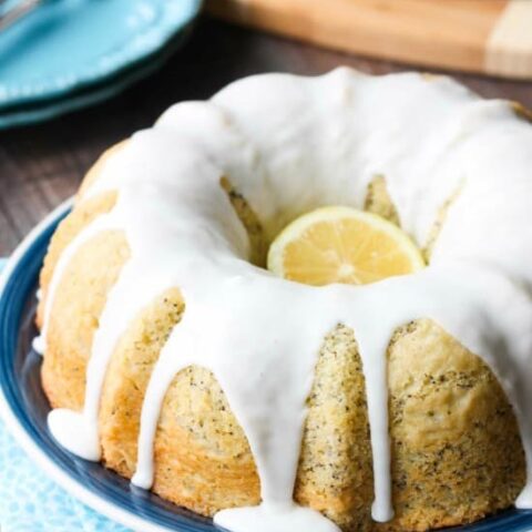 Lemon Poppy Seed Bundt Cake is perfectly moist, full of citrus flavor, and topped with a zesty lemon glaze.