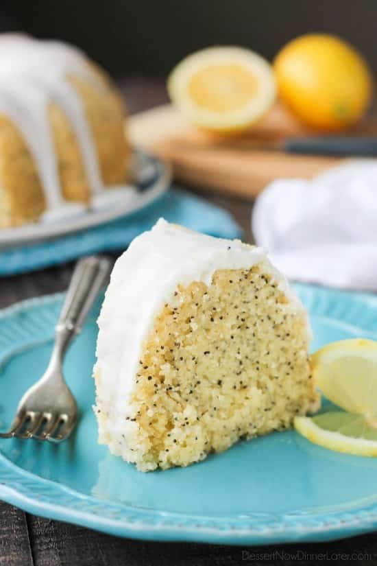 Lemon Poppy Seed Bundt Cake is perfectly moist, full of citrus flavor, and topped with a zesty lemon glaze.