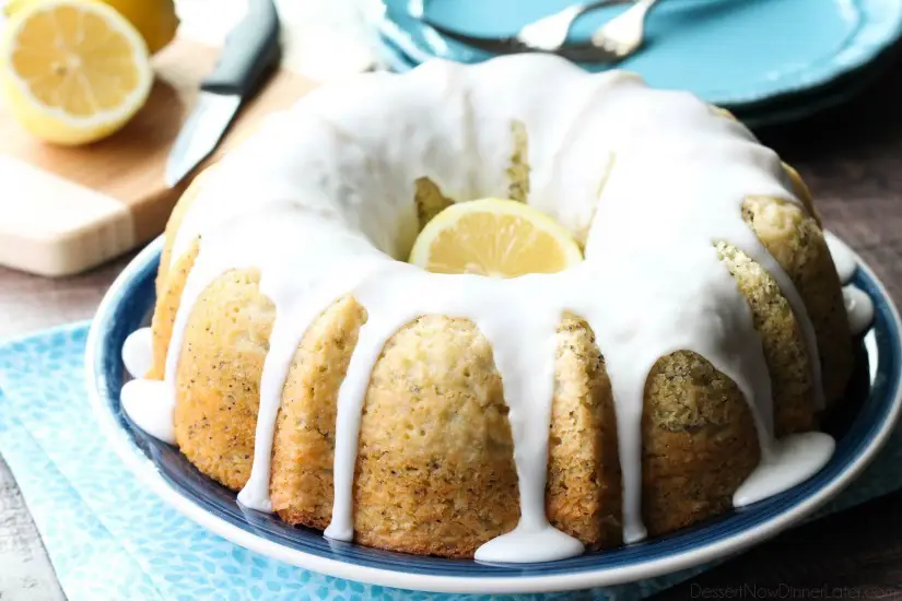 Lemon Poppy Seed Bundt Cake is perfectly moist, full of citrus flavor, and topped with a zesty lemon glaze.