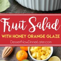 This summer fruit salad is as colorful as a rainbow, and is tossed in a reduced honey orange glaze for the perfect amount of added sweetness and flavor. Great for barbecues, potlucks, and picnics!