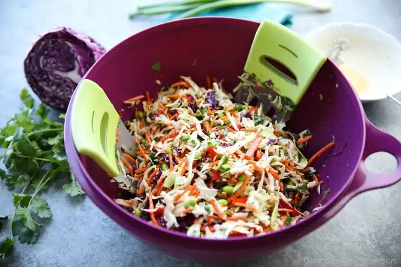 Crunchy Asian Slaw with Creamy Peanut Sauce