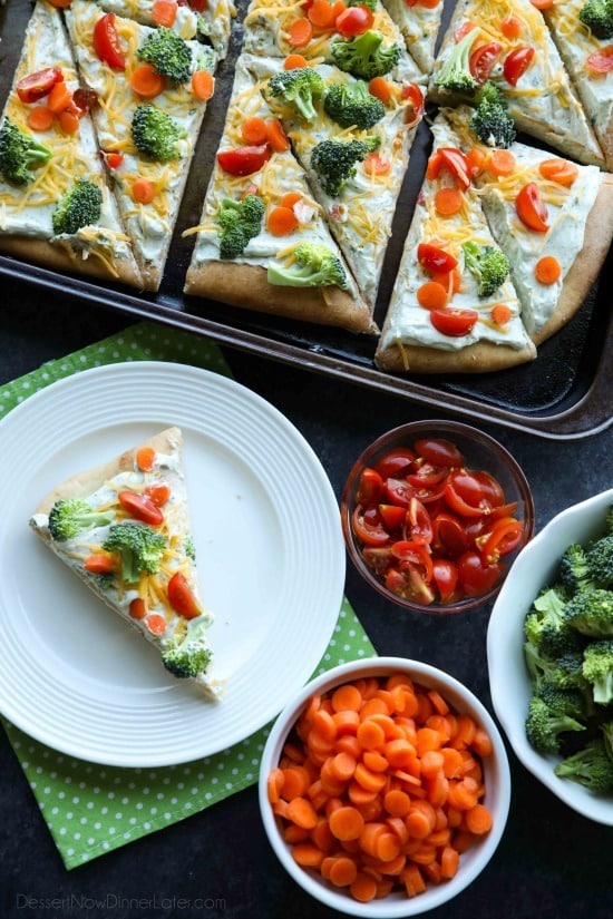 This cold vegetable pizza is the ultimate party appetizer for summer potlucks. With a fresh baked crust, creamy ranch spread, and crunchy fresh veggies, everyone will be coming back for seconds!