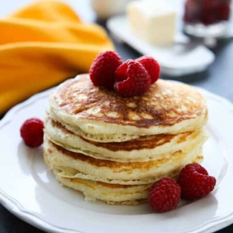 These homemade buttermilk pancakes are fluffy and easy to make for breakfast any day of the week!