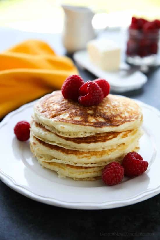 These homemade buttermilk pancakes are fluffy and easy to make for breakfast any day of the week!