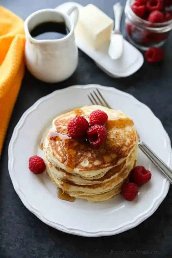 These homemade buttermilk pancakes are fluffy and easy to make for breakfast any day of the week!