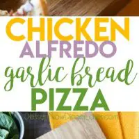 Chicken Alfredo Garlic Bread Pizza is a quick and easy dinner with loads of flavor! Pick up a loaf of French bread and make this tonight!