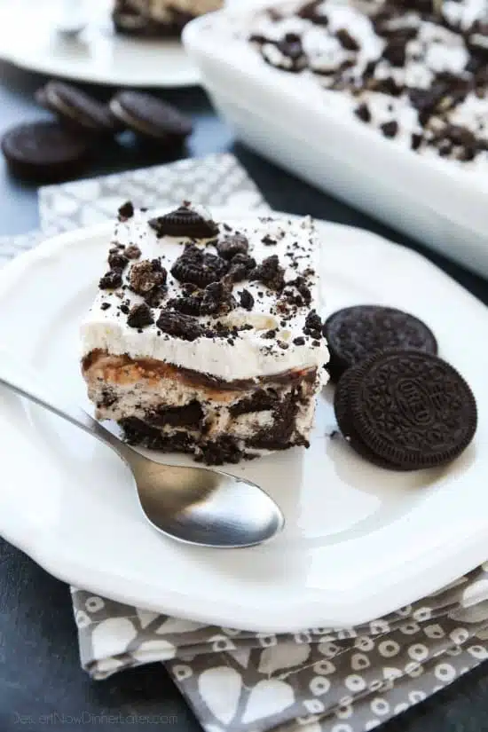 This Oreo Ice Cream Dessert has layers of cookies and cream goodness! It's easy, no-bake, and perfect for summer!