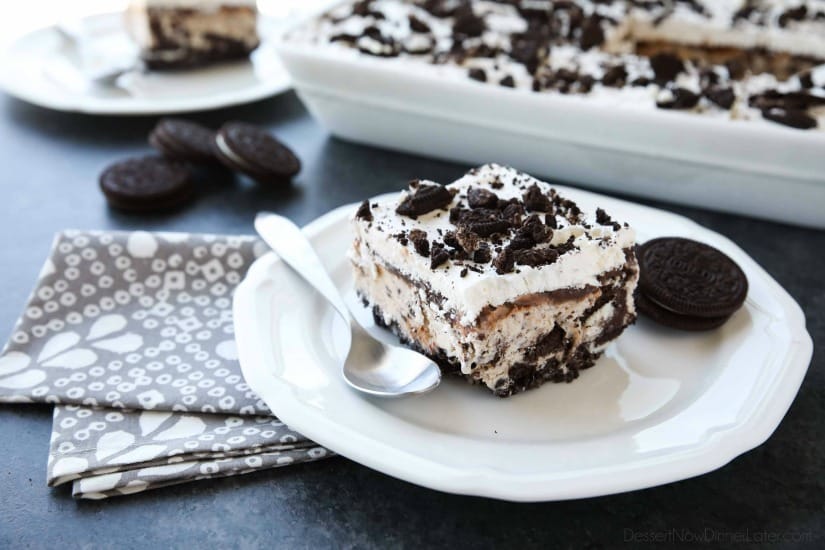 This Oreo Ice Cream Dessert has layers of cookies and cream goodness! It's easy, no-bake, and perfect for summer!