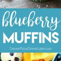 These Blueberry Muffins are so easy to make! With plump blueberries throughout and coarse sugar sprinkled on top, you'll love nibbling on these tasty muffins for breakfast (or brunch)!