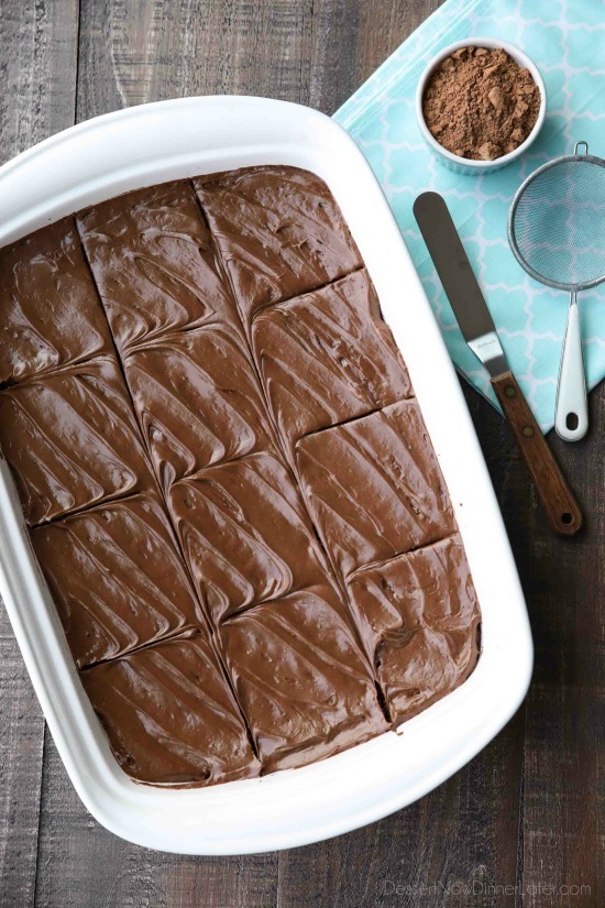 Chocoholics NEED these Frosted Fudge Brownies! Super fudgy homemade brownies are topped with a smooth and creamy fudge chocolate frosting for ultimate chocolate pleasure. Great for lunch box treats, dessert, or anytime!