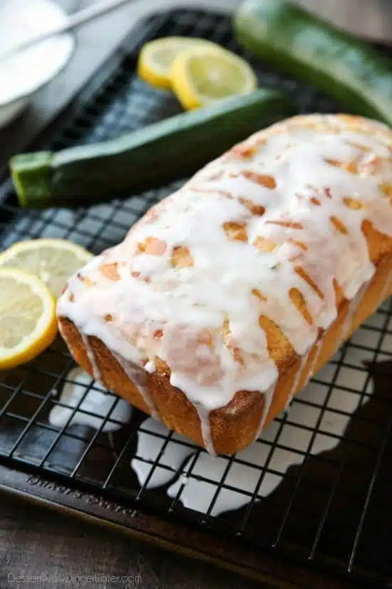 Lemon Zucchini Bread combines two favorites into one easy-to-make loaf! The fresh summer zucchini keeps this cake incredibly moist, and the zesty lemon flavor is tangy and sweet.