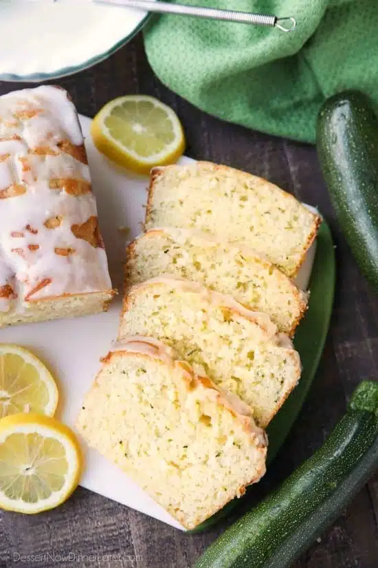 Lemon Zucchini Bread combines two favorites into one easy-to-make loaf! The fresh summer zucchini keeps this cake incredibly moist, and the zesty lemon flavor is tangy and sweet.