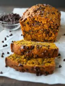 This Pumpkin Chocolate Chip Bread recipe makes two loaves and uses one full can of pumpkin. Save one loaf for you and take the other to a friend, or freeze the second loaf to enjoy later on. This bread is simple, classic, and delicious! 