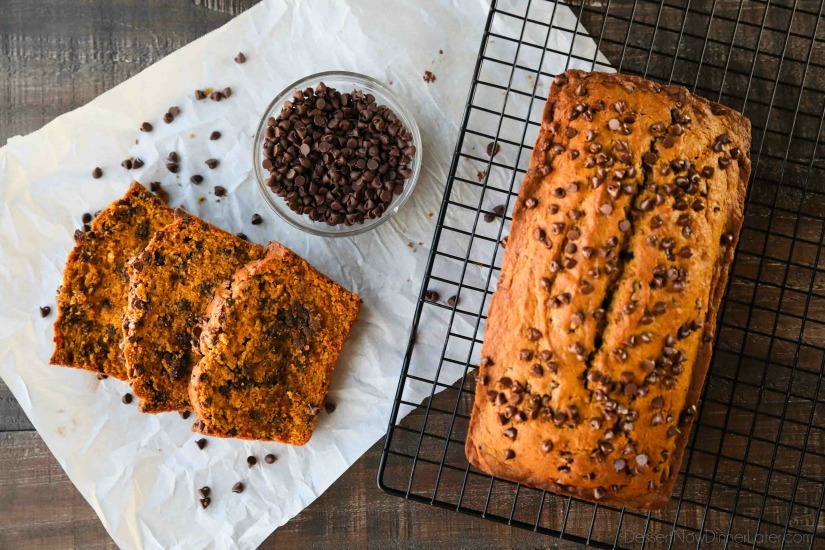 This Pumpkin Chocolate Chip Bread recipe makes two loaves and uses one full can of pumpkin. Save one loaf for you and take the other to a friend, or freeze the second loaf to enjoy later on. This bread is simple, classic, and delicious! 