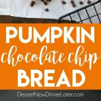 This Pumpkin Chocolate Chip Bread recipe makes two loaves and uses one full can of pumpkin. Save one loaf for you and take the other to a friend, or freeze the second loaf to enjoy later on. This bread is simple, classic, and delicious! (+ RECIPE VIDEO)
