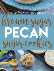 Brown Sugar Pecan Sugar Cookies are made with a classic sugar cookie base and topped with a brown sugar frosting and crunchy toasted pecans.