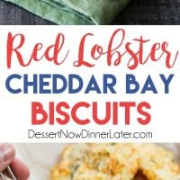 This copycat Red Lobster Cheddar Bay Biscuits recipe is super delicious! Crisp edges, a fluffy biscuit center, with plenty of cheese, garlic, and extra butter slathered on top. You won't be able to eat just one! (+ Video tutorial!)