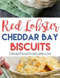 This copycat Red Lobster Cheddar Bay Biscuits recipe is super delicious! Crisp edges, a fluffy biscuit center, with plenty of cheese, garlic, and extra butter slathered on top. You won't be able to eat just one! (+ Video tutorial!)