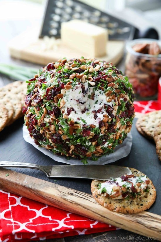 This Cranberry Pecan Cheese Ball is a festive appetizer for Thanksgiving, Christmas, or New Year's Eve! So easy to make, and tastes great!