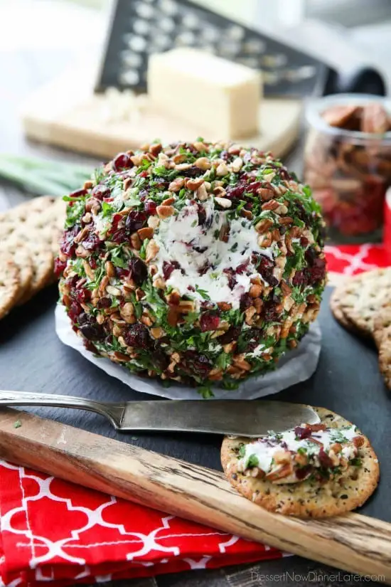This Cranberry Pecan Cheese Ball is a festive appetizer for Thanksgiving, Christmas, or New Year's Eve! So easy to make, and tastes great!