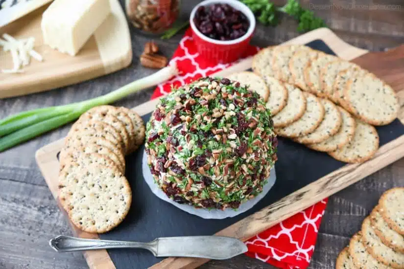 This Cranberry Pecan Cheese Ball is a festive appetizer for Thanksgiving, Christmas, or New Year's Eve! So easy to make, and tastes great!