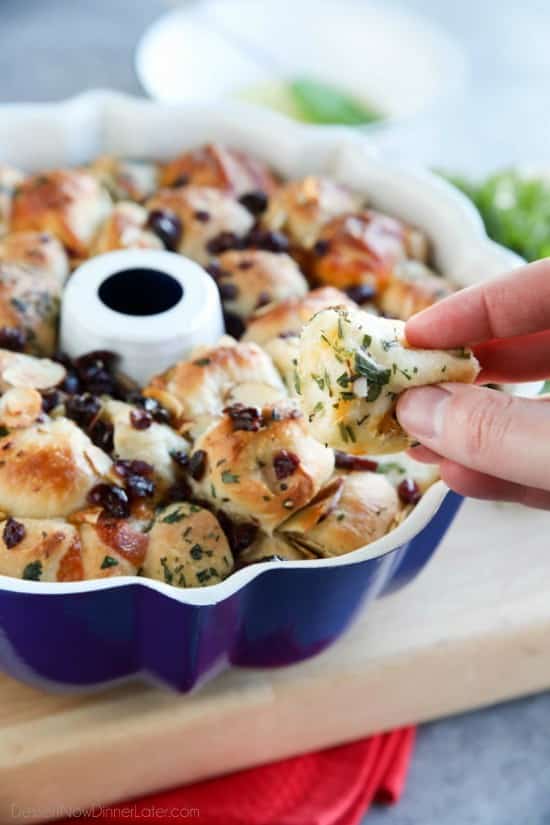 Savory Monkey Bread makes a great appetizer to share. Eat it as-is, or dip it in oil and vinegar. It's a delicious savory side to your dinner!