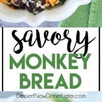 Savory Monkey Bread makes a great appetizer to share. Eat it as-is, or dip it in oil and vinegar. It's a delicious savory side to your dinner!