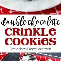 Chocolate Crinkle Cookies are soft and fudgy on their own, but these have chocolate chips added for twice the chocolatey goodness! Enjoy these Double Chocolate Crinkle Cookies for Christmas or any time of year!