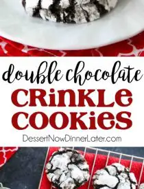 Chocolate Crinkle Cookies are soft and fudgy on their own, but these have chocolate chips added for twice the chocolatey goodness! Enjoy these Double Chocolate Crinkle Cookies for Christmas or any time of year!