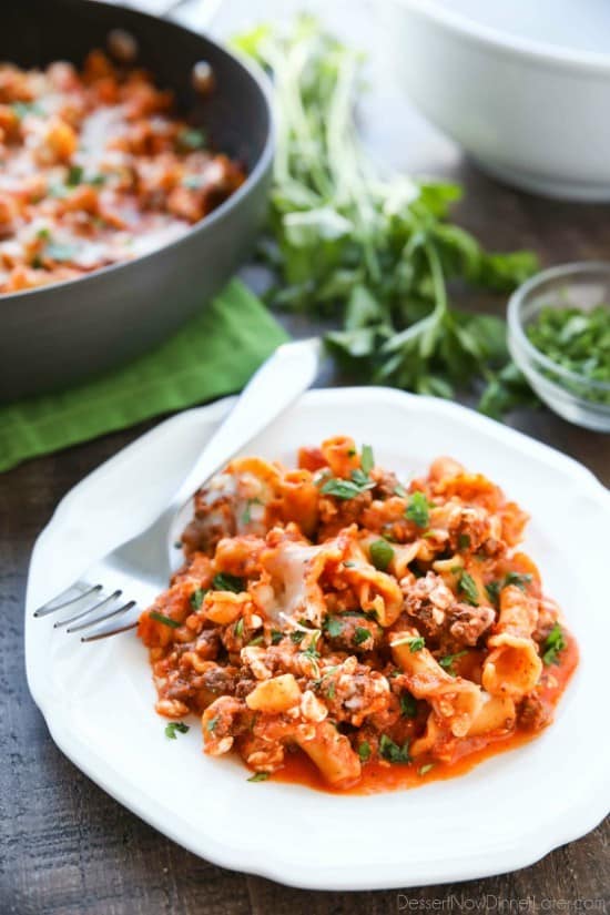 This Easy Skillet Lasagna is quick, tasty, and ready in 30 minutes! A family-friendly dinner you can make any night of the week. (+ Recipe Video!)