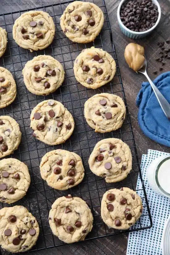 These totally irresistible Peanut Butter Chocolate Chip Cookies are chewy yet tender, and super easy to make! 