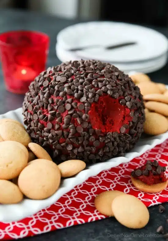 This Red Velvet Cheese Ball makes a delicious party snack or dessert. Serve it at Christmas, for Valentine's Day, or whenever. It's delicious with vanilla cookies or graham crackers.