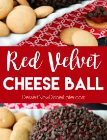 This Red Velvet Cheese Ball makes a delicious party snack or dessert. Serve it at Christmas, for Valentine's Day, or whenever. It's delicious with vanilla cookies or graham crackers.