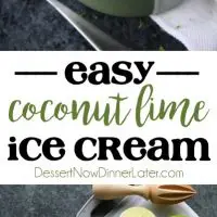 This no churn Easy Coconut Lime Ice Cream is creamy, sweet, tangy, and perfectly tropical. Add soda for an amazing ice cream float! No ice cream maker needed! (+ Recipe Video!)