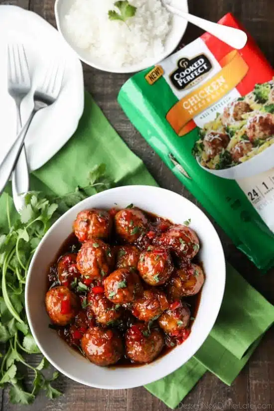 Sweet Fire Meatballs are sweet with a kick of heat and use frozen meatballs for a super easy dinner any night of the week. 