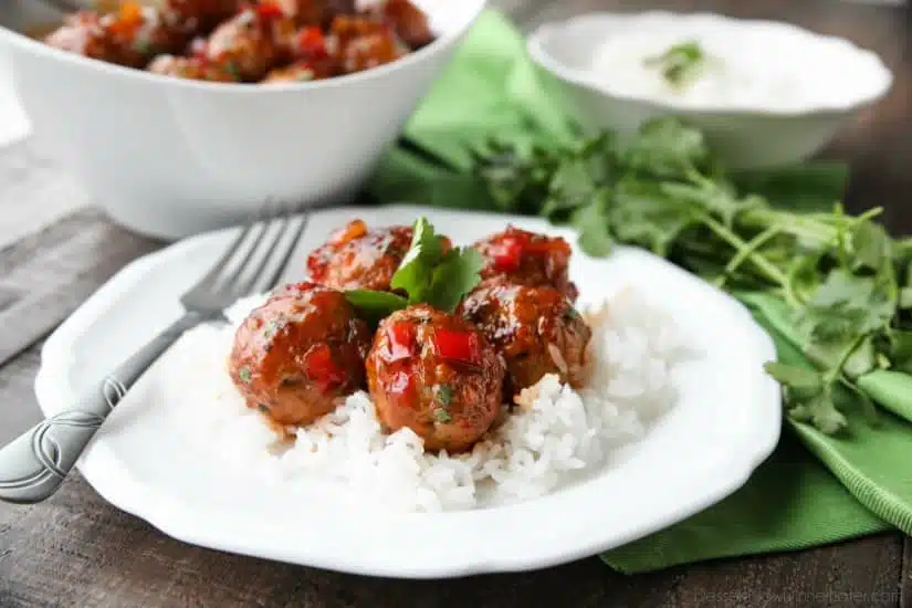 Sweet Fire Meatballs are sweet with a kick of heat and use frozen meatballs for a super easy dinner any night of the week. 