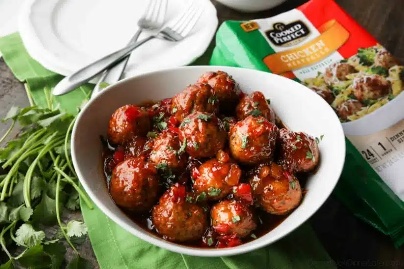 Sweet Fire Meatballs are sweet with a kick of heat and use frozen meatballs for a super easy dinner any night of the week. 