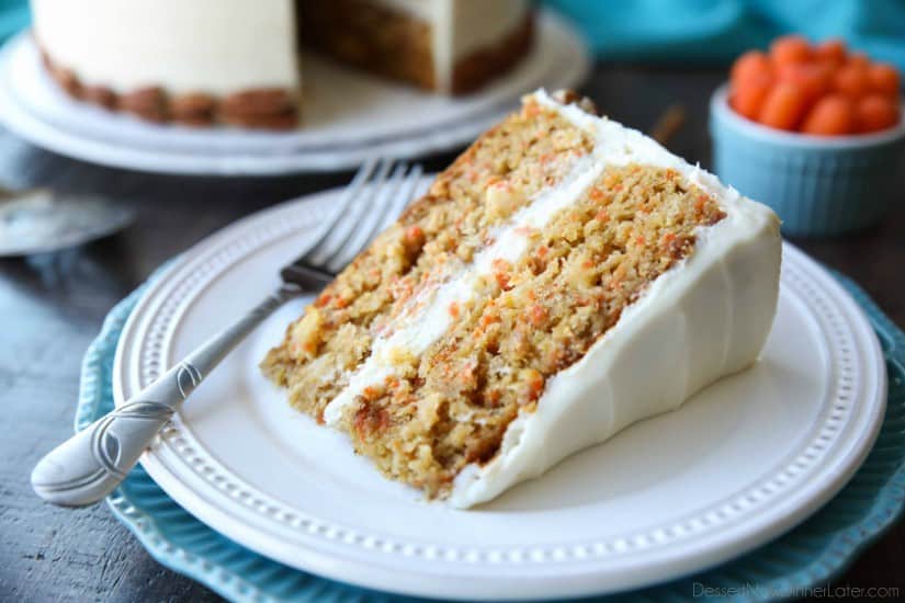 This easy carrot cake recipe is moist, perfectly-spiced, and topped with the BEST cream cheese frosting. Customize it with your favorite fillers or enjoy it simply as-is.