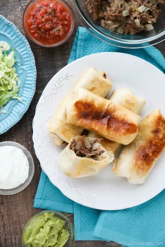 Shredded Beef Chimichangas + Video